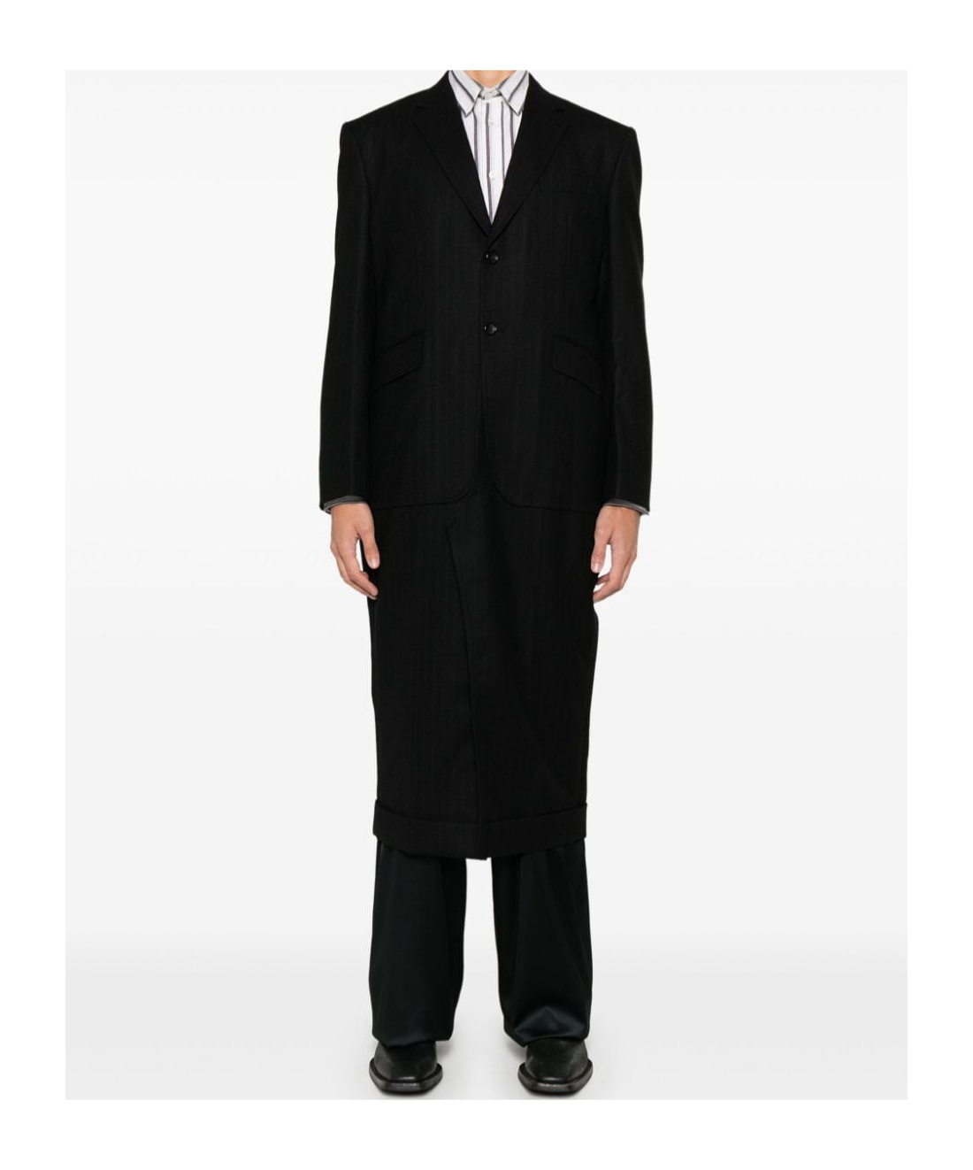 Junya Watanabe Pinstripe Coat In Black
