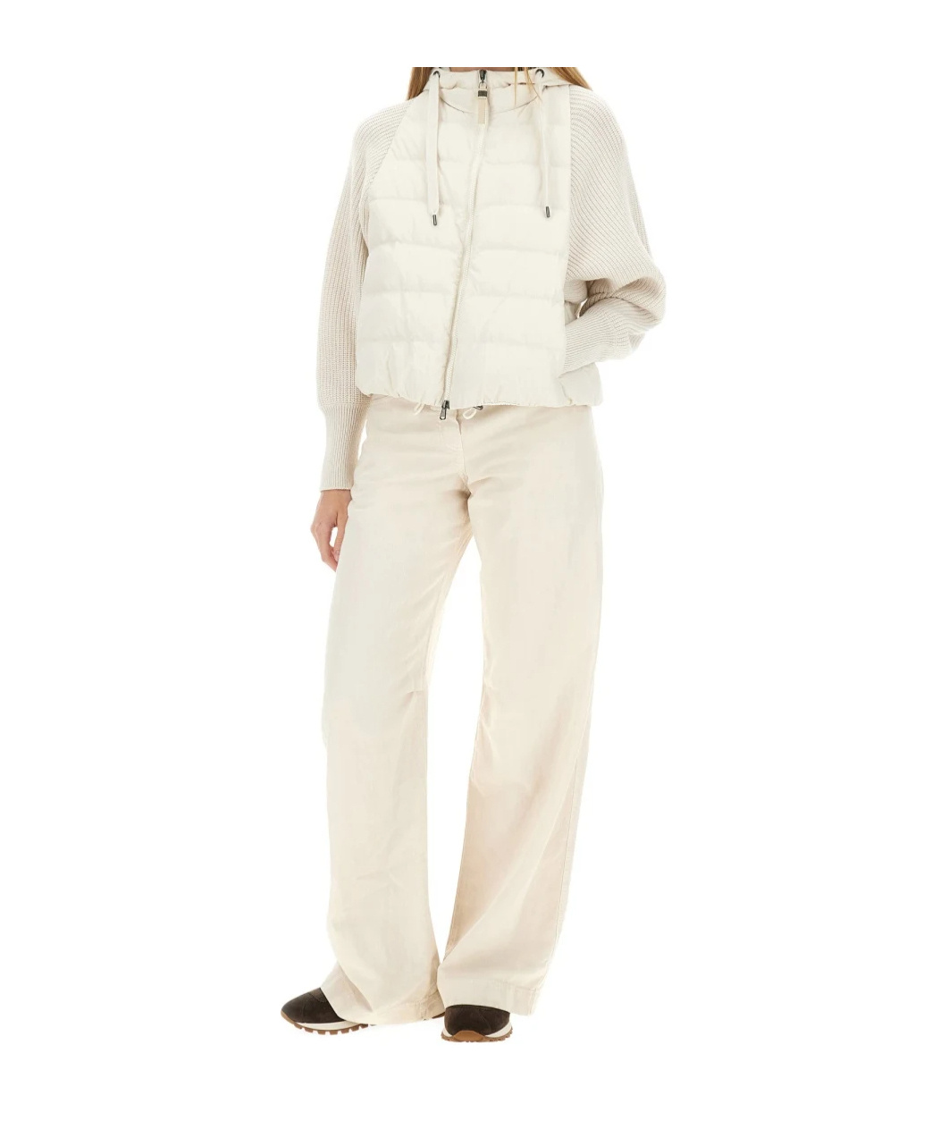 Brunello Cucinelli Wool Sleeved Down Jacket In White