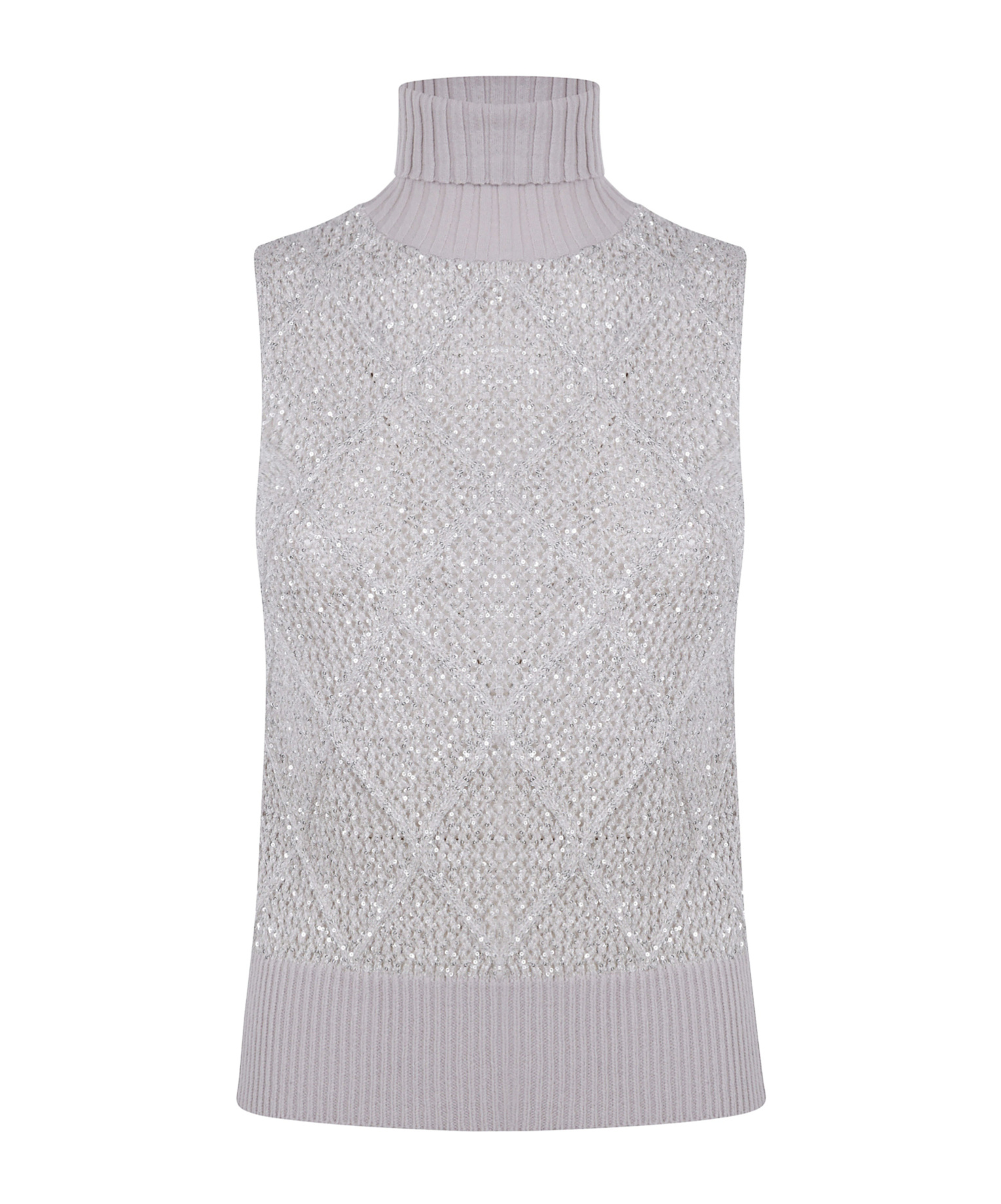 D Exterior Diamond Sequined Knitted Vest In Gray