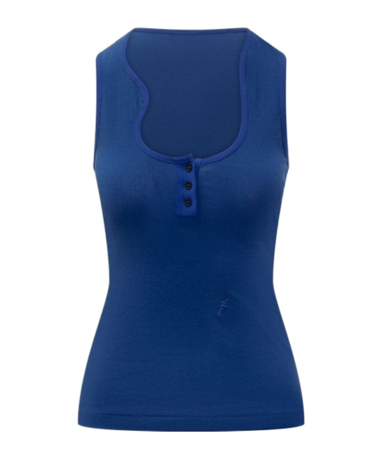 Ferragamo Débardeur Avec Col Profilé Bleu In Blue