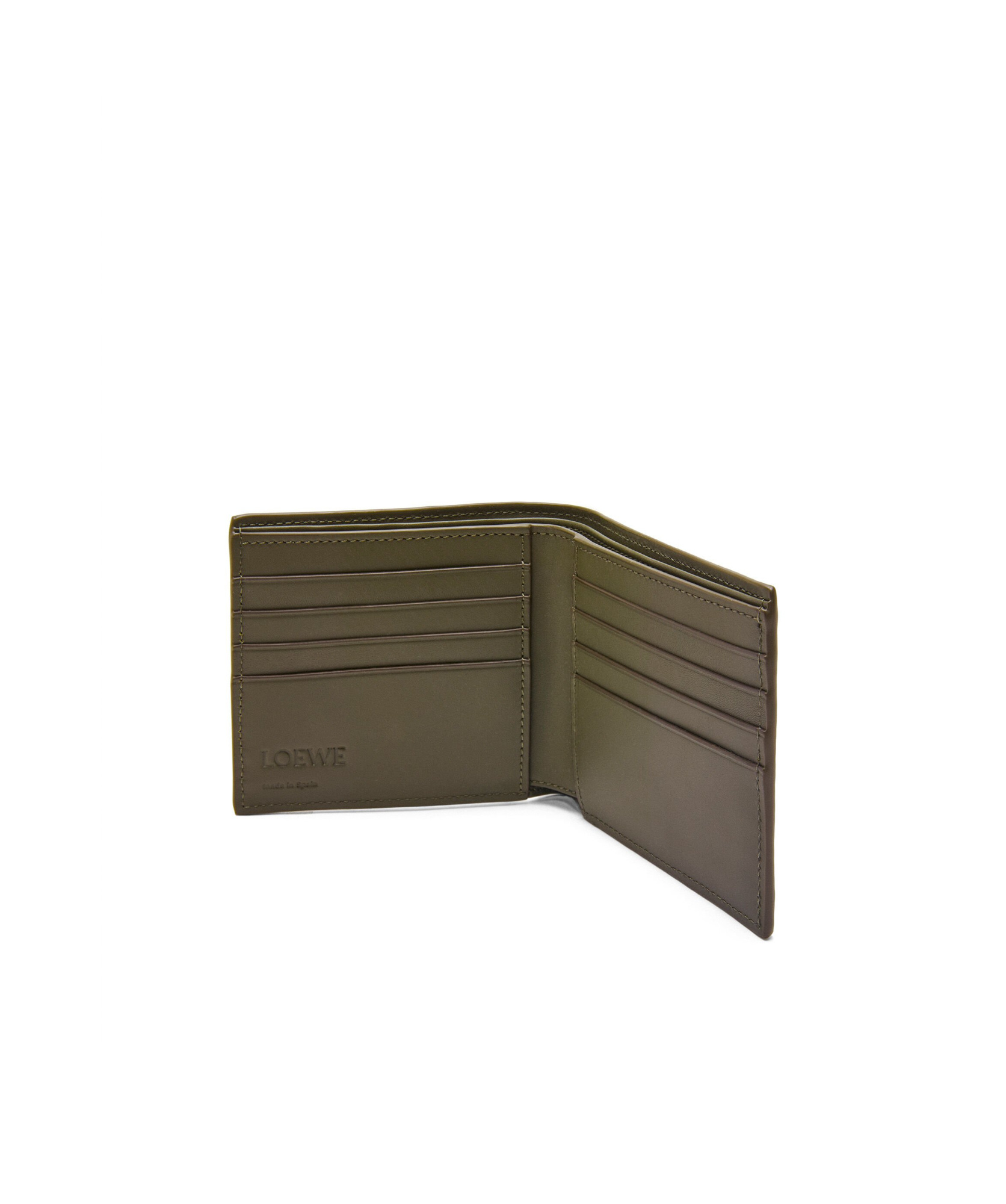 Loewe Texture Calfskin Double Fold Wallet In Green