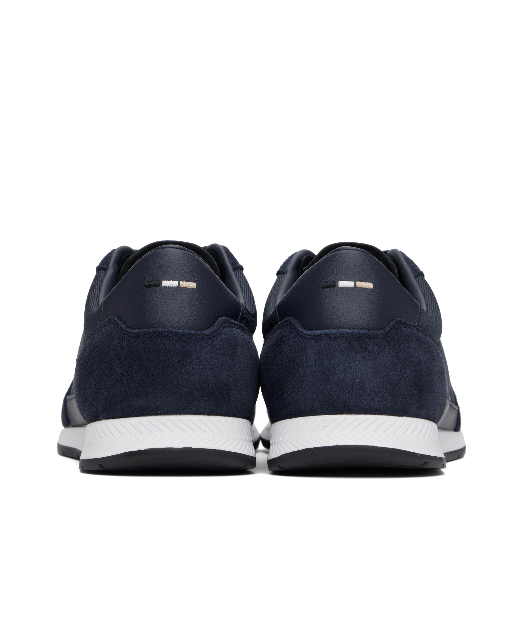 Hugo Boss Navy Mixed-material Lace-up Sneakers In Navy Blue