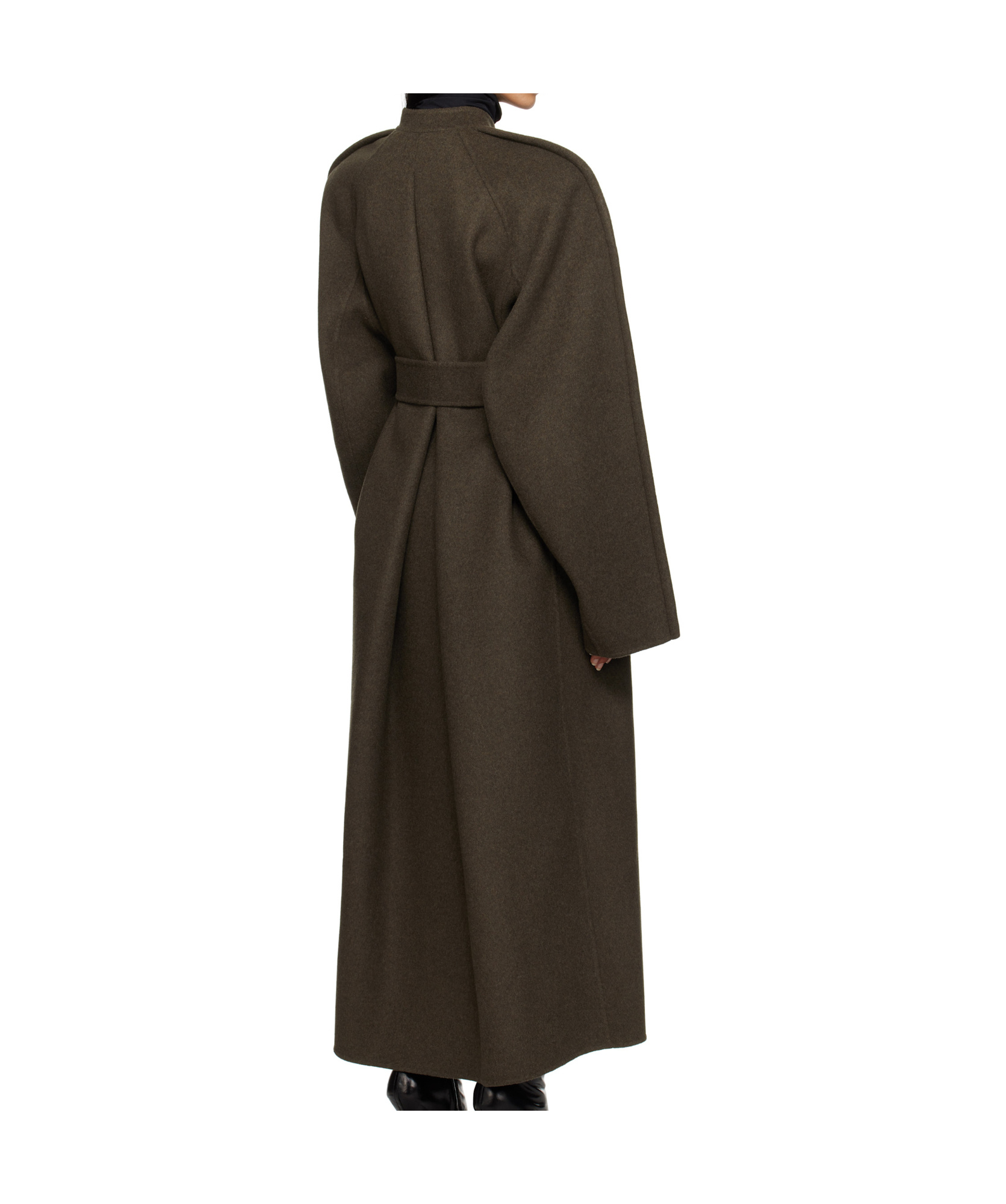 Khaite Rothen Belted Double Face Wool Coat In Black