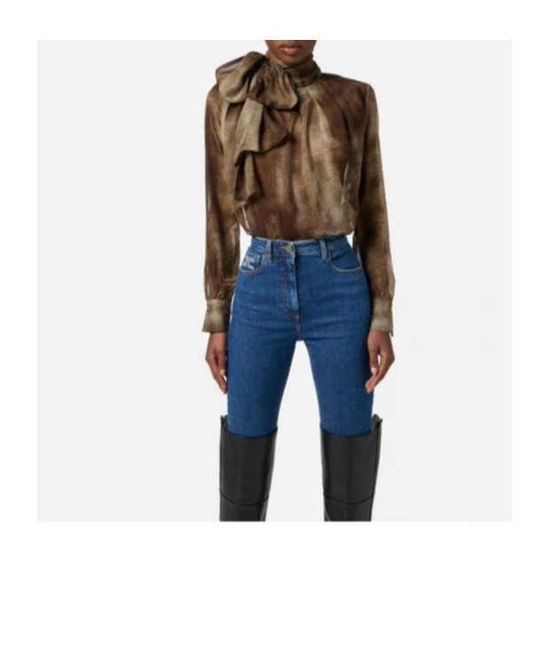 Elisabetta Franchi Long-sleeved T-shirt In Brown