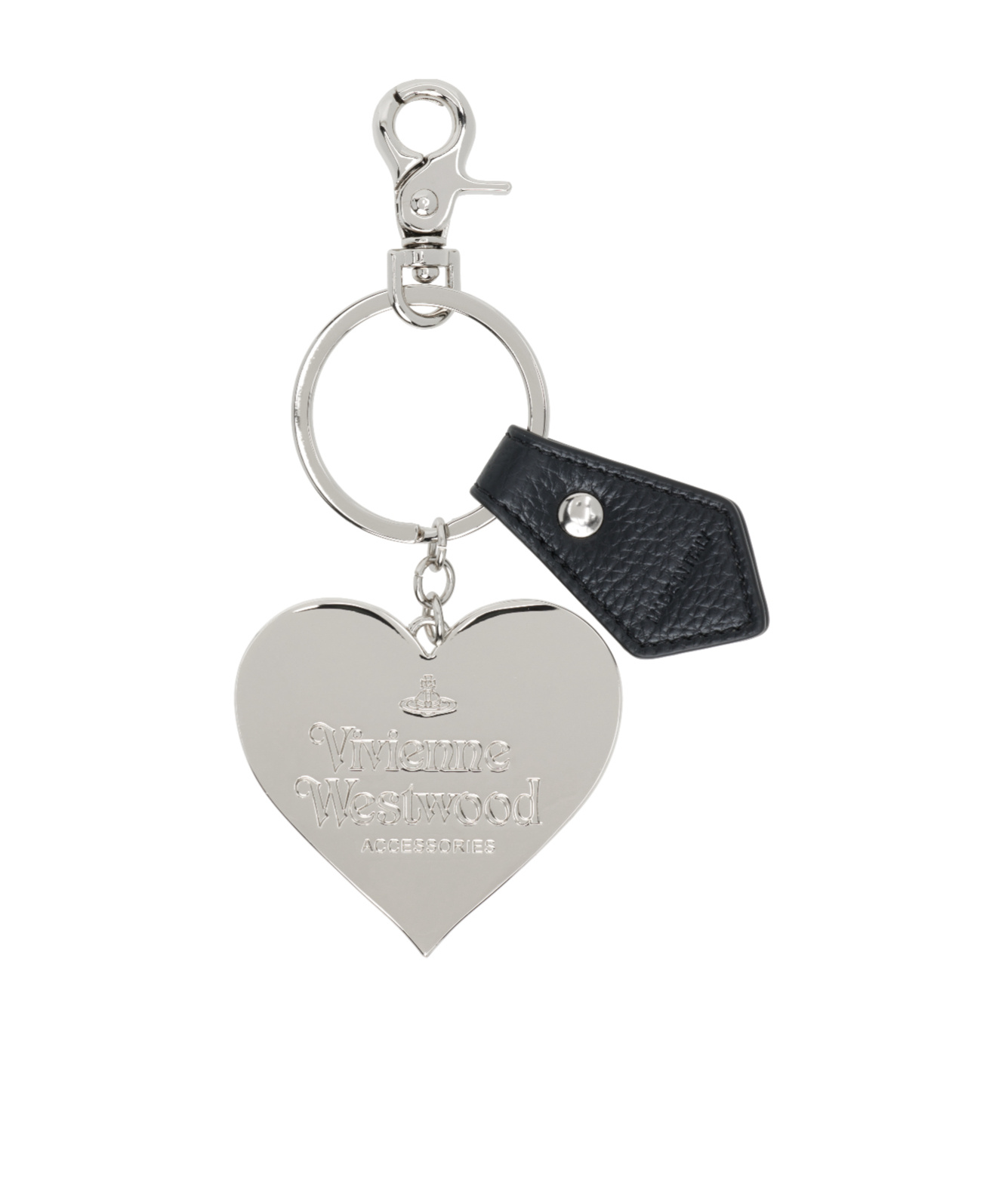 Vivienne Westwood Mirror Heart Orb Keychain In Black