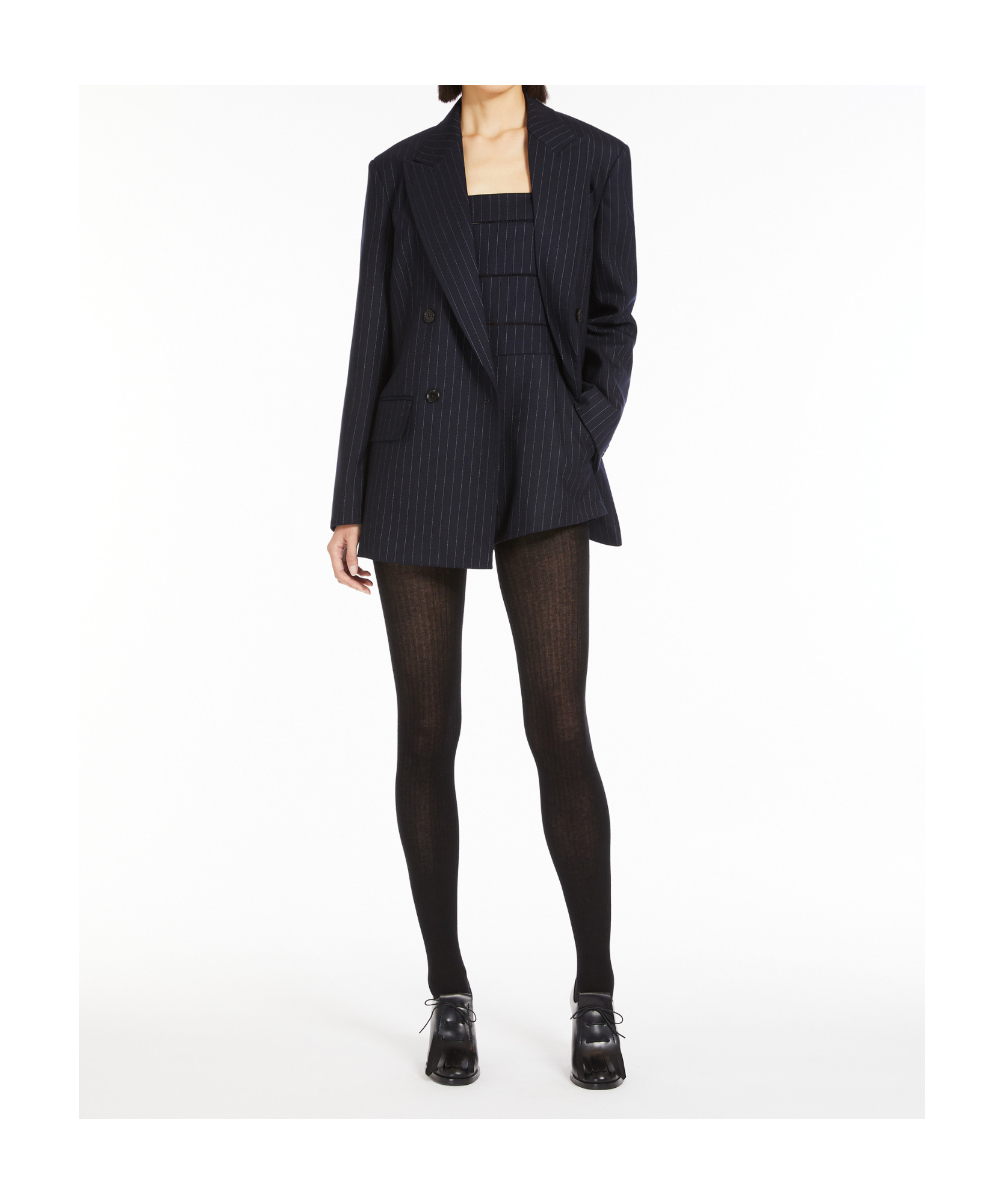 Shop Max Mara Pinstripe Double-breasted Blazer In Black