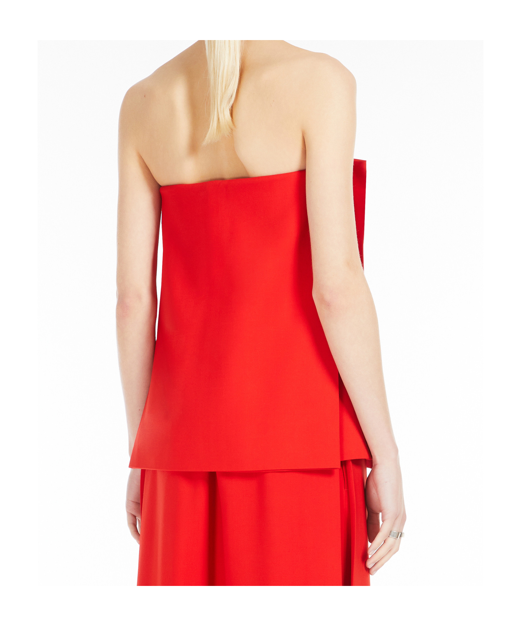 Sportmax Strapless Flared Crop Top With Leather Straps In Red