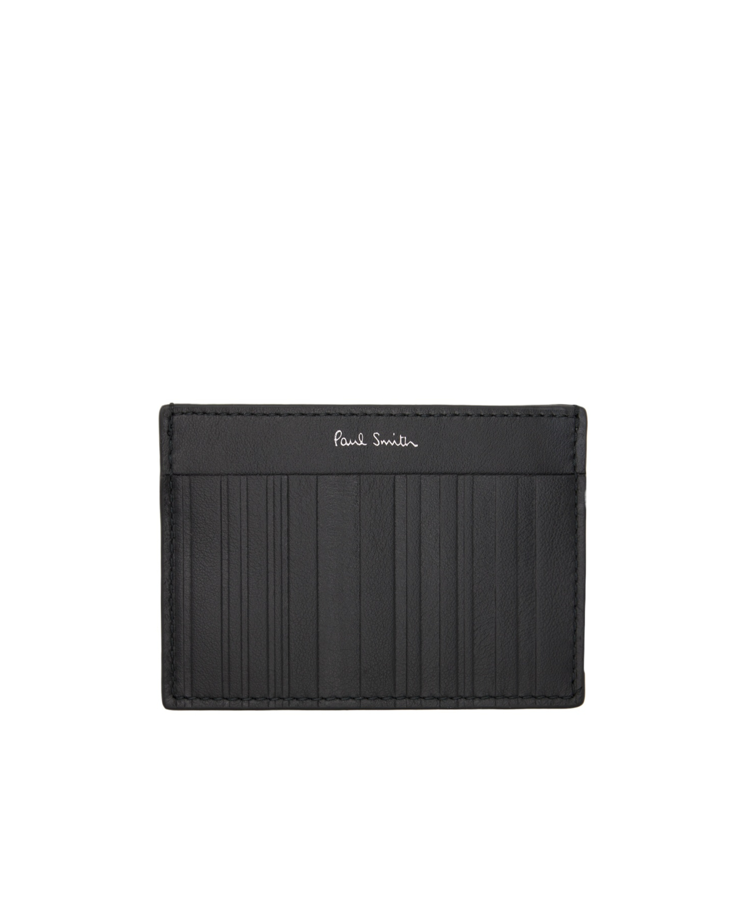 Paul Smith Shadow-stripe Leather Cardholder In Black