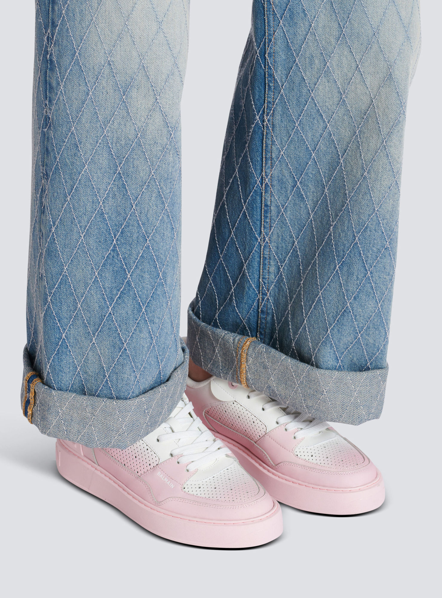 Balmain B-court Flip Leather Trainers In Pink