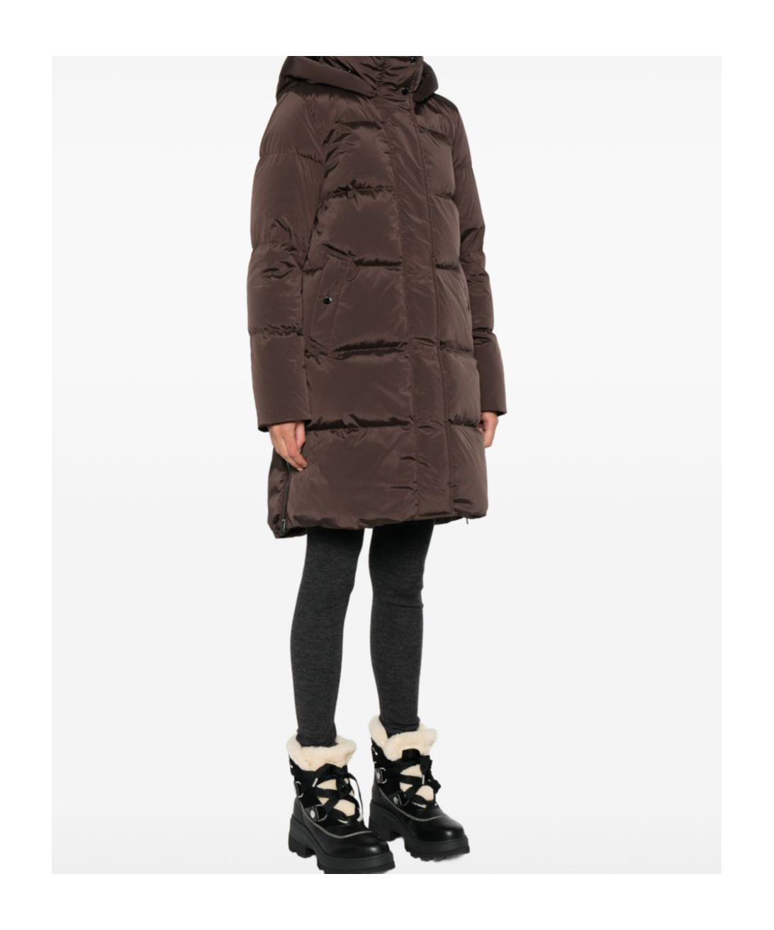 Woolrich Mid-thigh Length Quilted Jacket In Brown