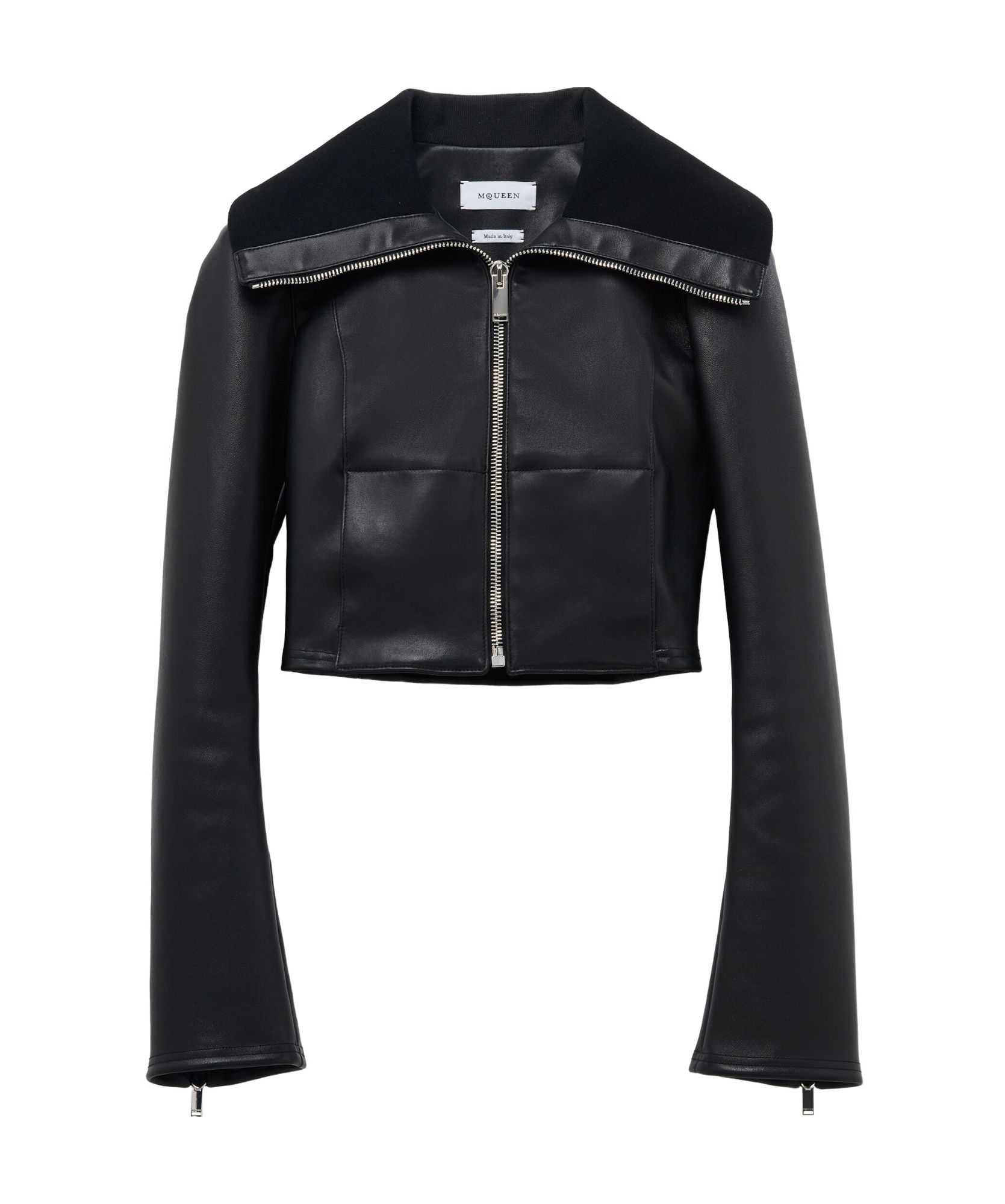 Alexander Mcqueen Folded-collar Leather Jacket In Black