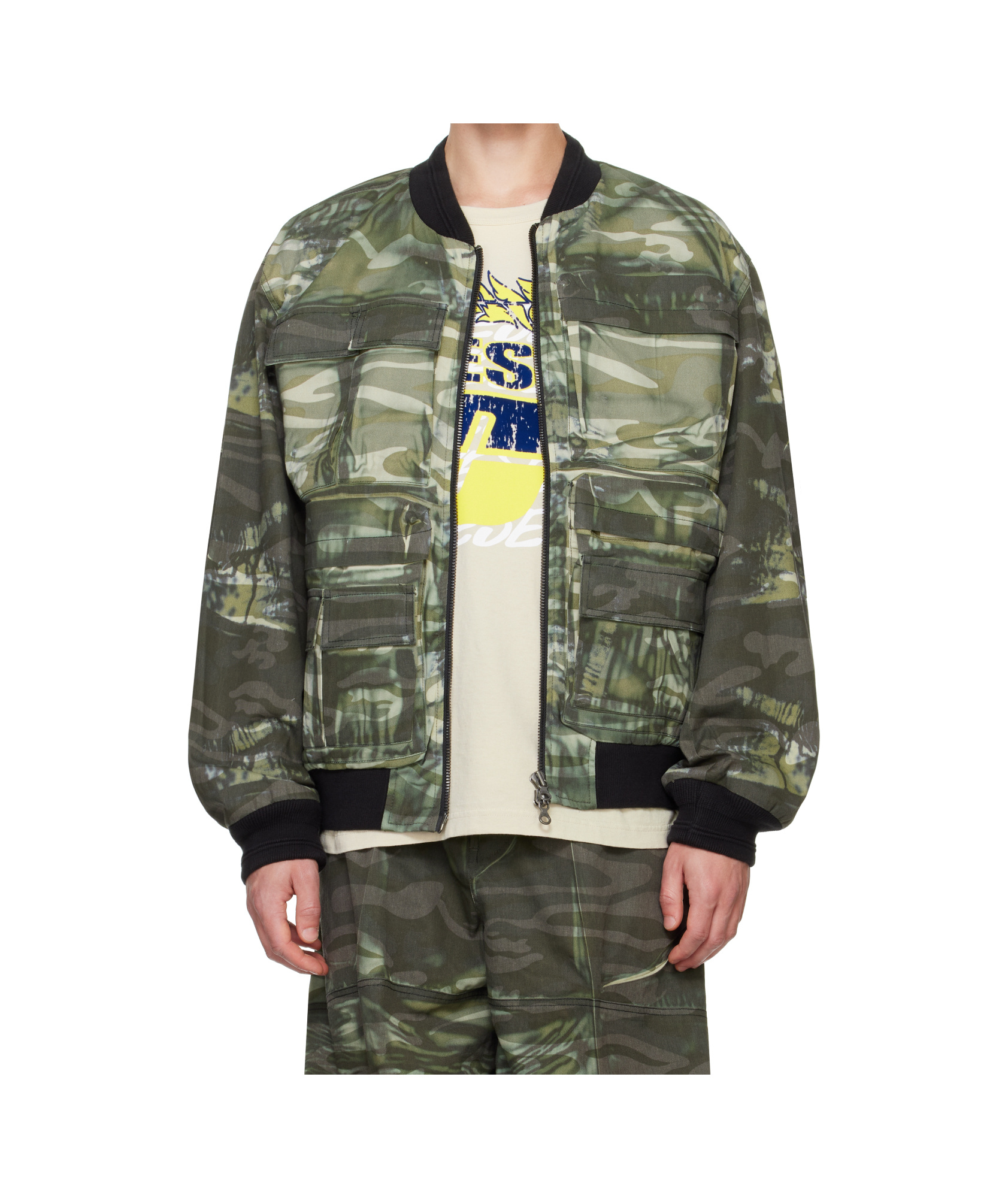 Diesel Khaki J-mertz Bomber Jacket In Black