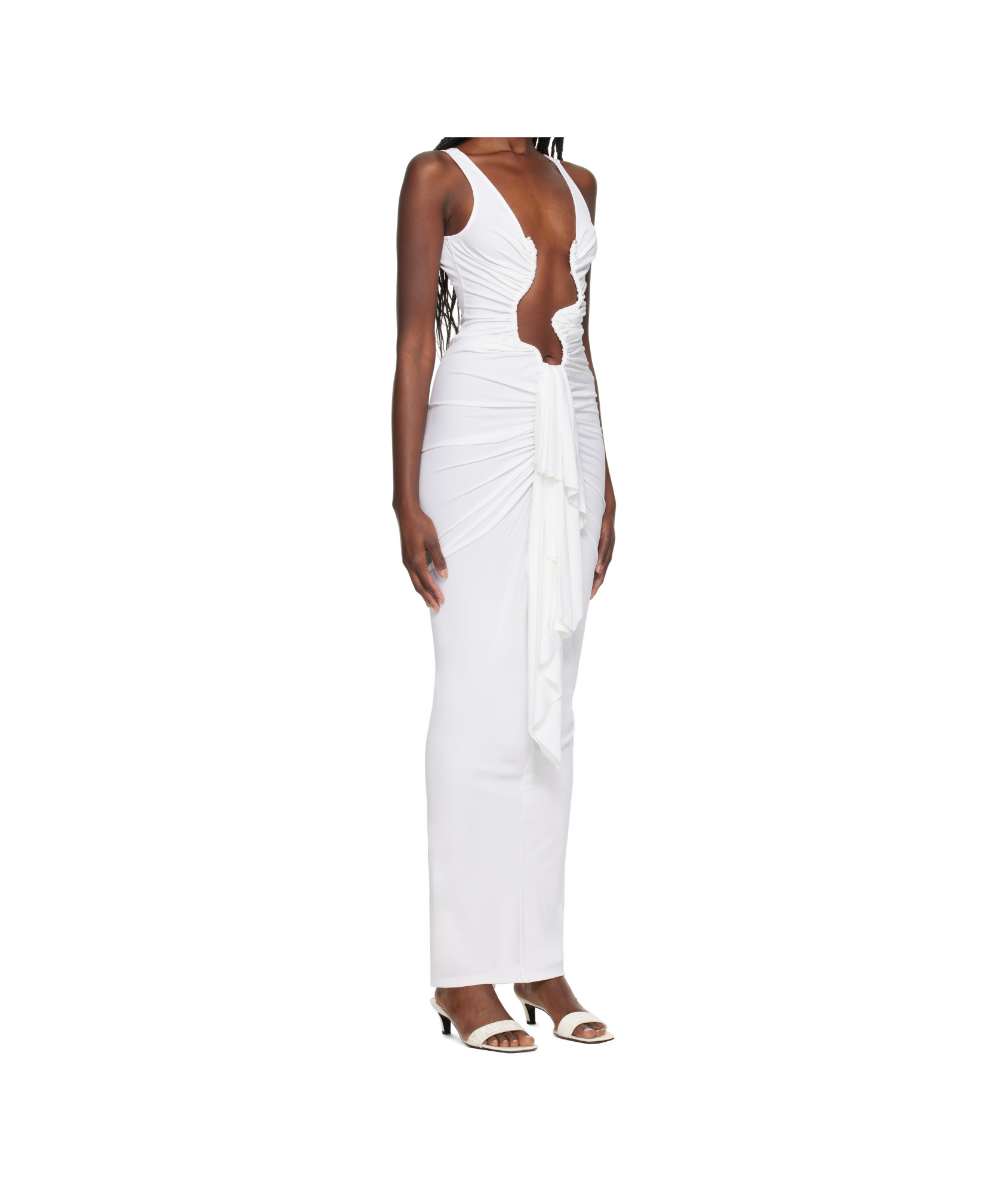 Christopher Esber White Salacia Jersey Drape Maxi Dress In White