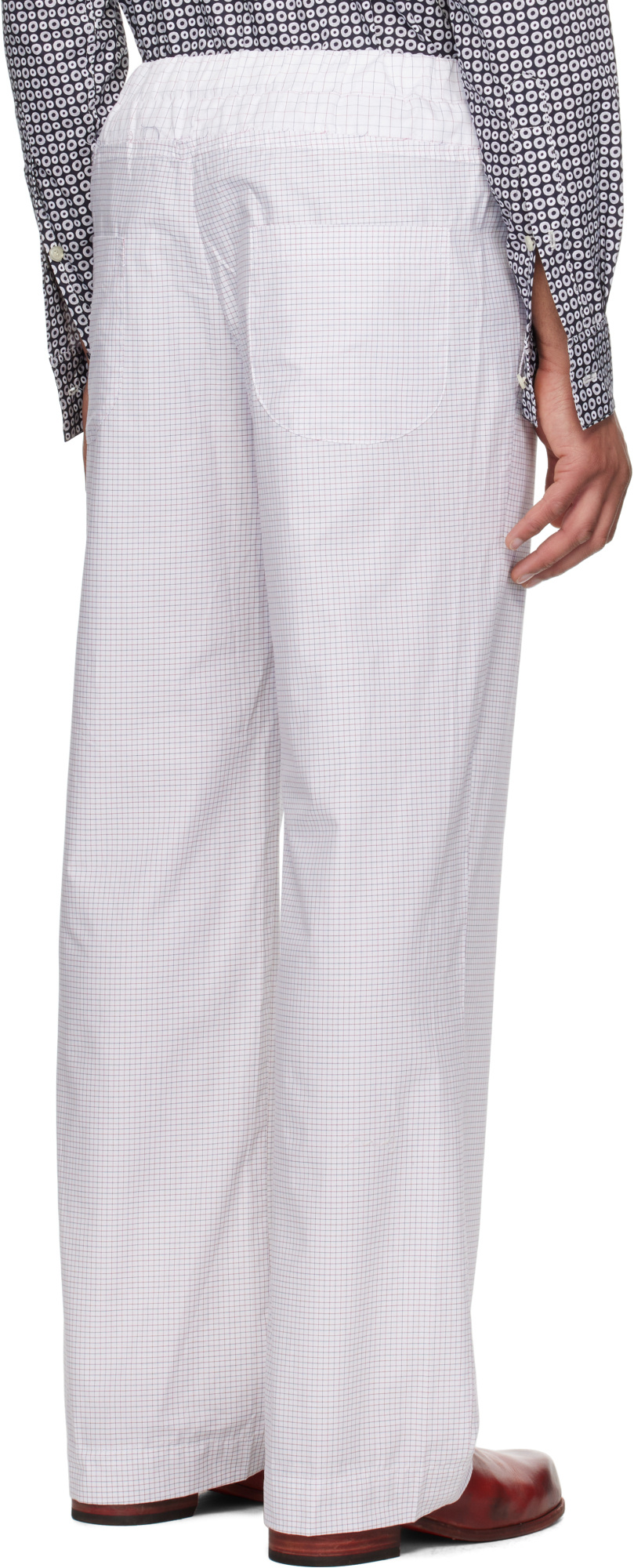 Edward Cuming White Patchwork Elasticized Trousers In White