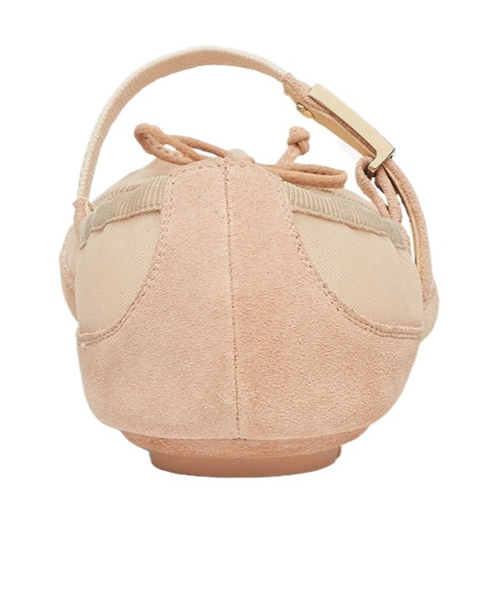 Fendi Ballerine Baguette Rosa Cipria In Rete E Pelle Scamosciata Donna In Nude