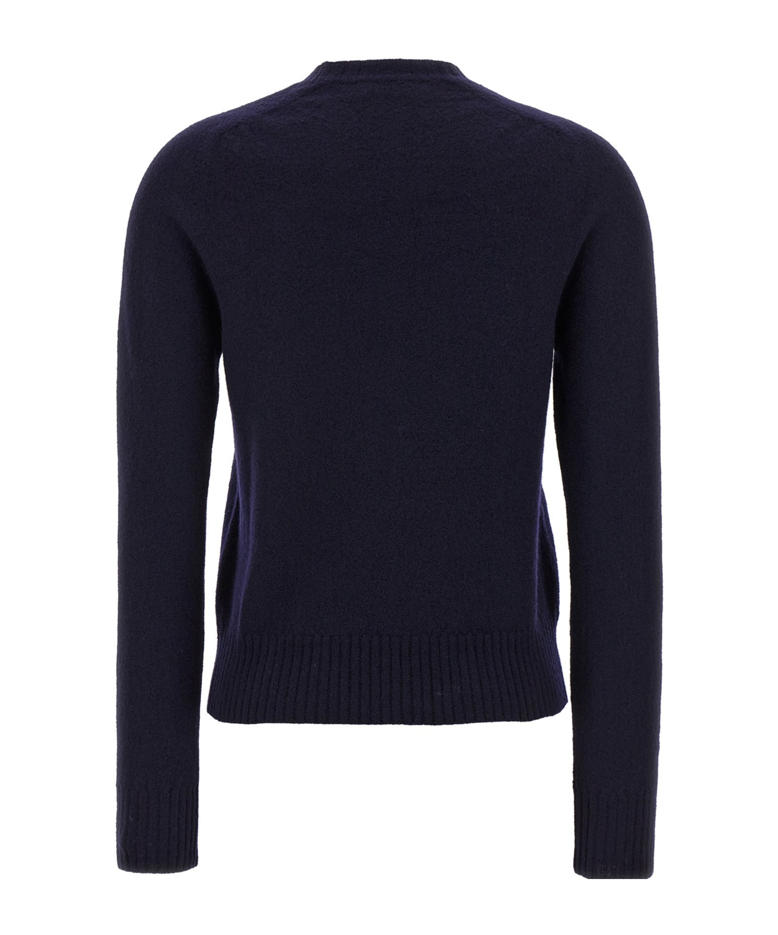 Jil Sander Crewneck Wool Sweater With Cuffed Sleeves In Black