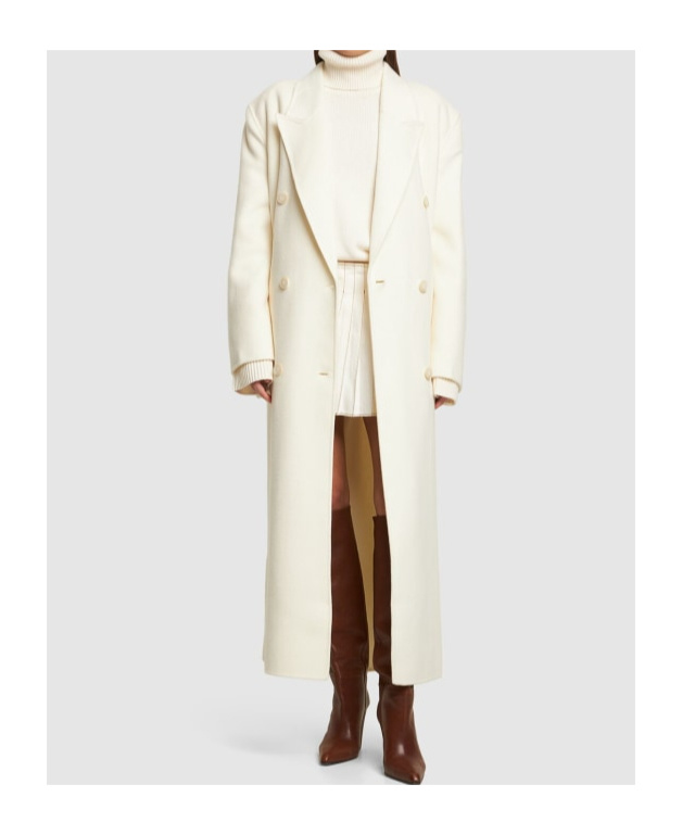 THE FRANKIE SHOP GAIA DOUBLE BREAST WOOL BLEND LONG COAT