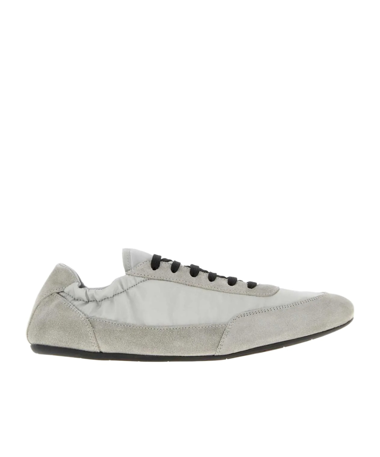 Prada Round-toe Low-top Sneakers In Gray