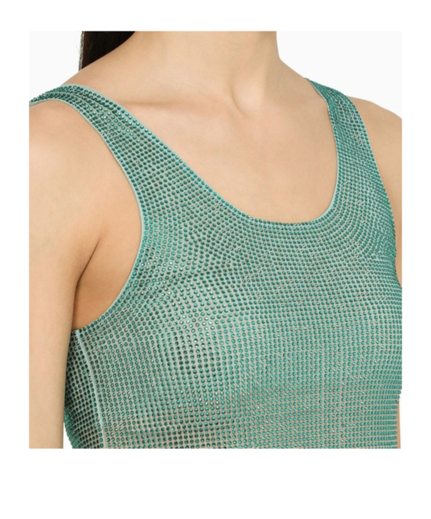 Giuseppe Di Morabito Blue Top With All-over Rhinestones In Green