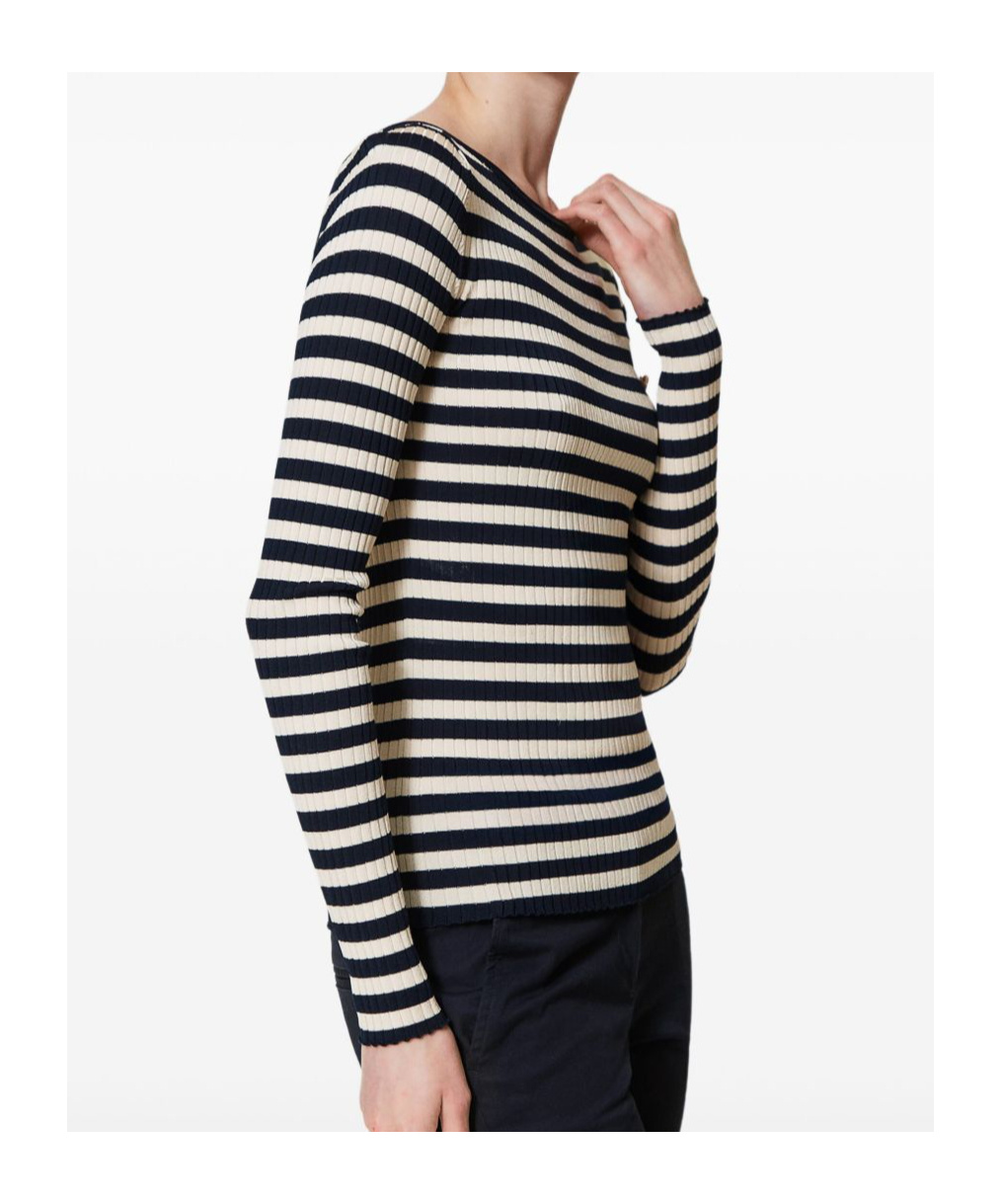 Shop Twinset Striped Jumper In Black