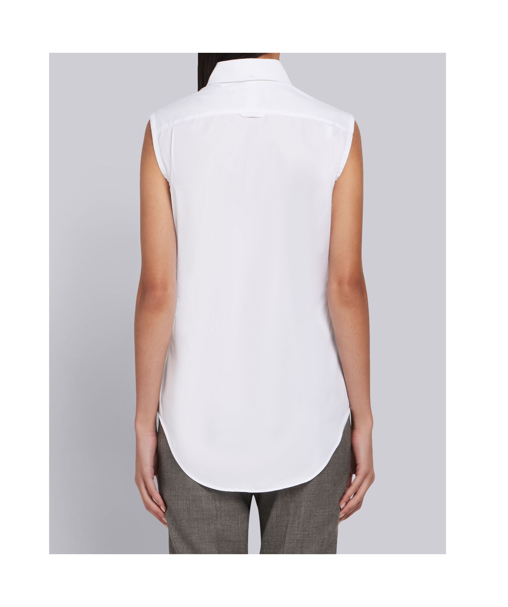 Thom Browne Sleeveless Button-down Shirt In White