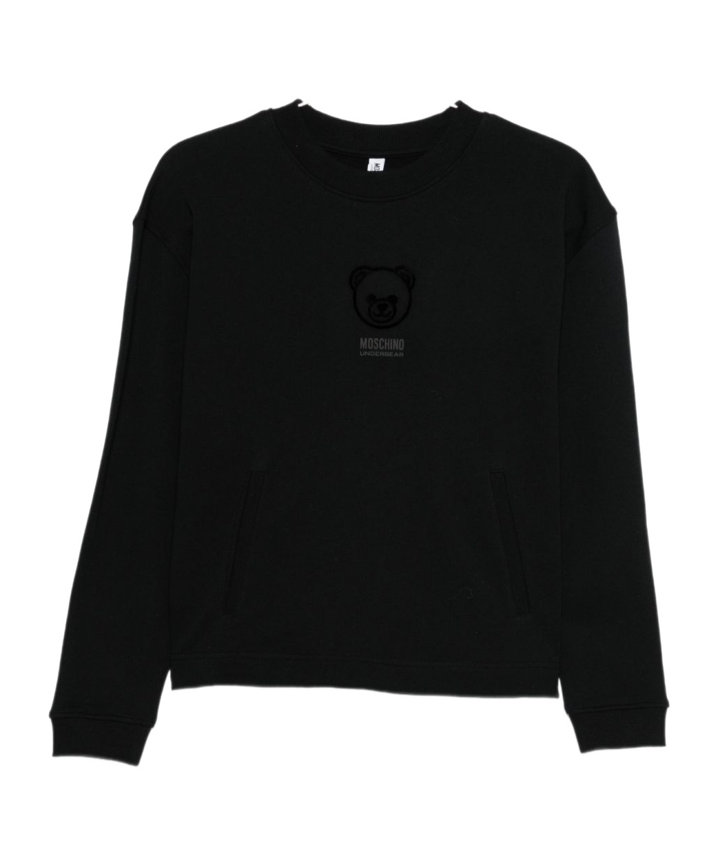 Moschino Relaxed Fit Black Cotton Sweatshirt With Embroidered Logo In Black