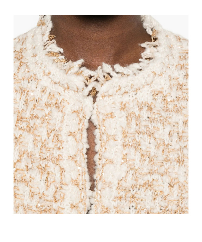 Fabiana Filippi Textured Wool Blend Long Sleeve Jacket In Neutral