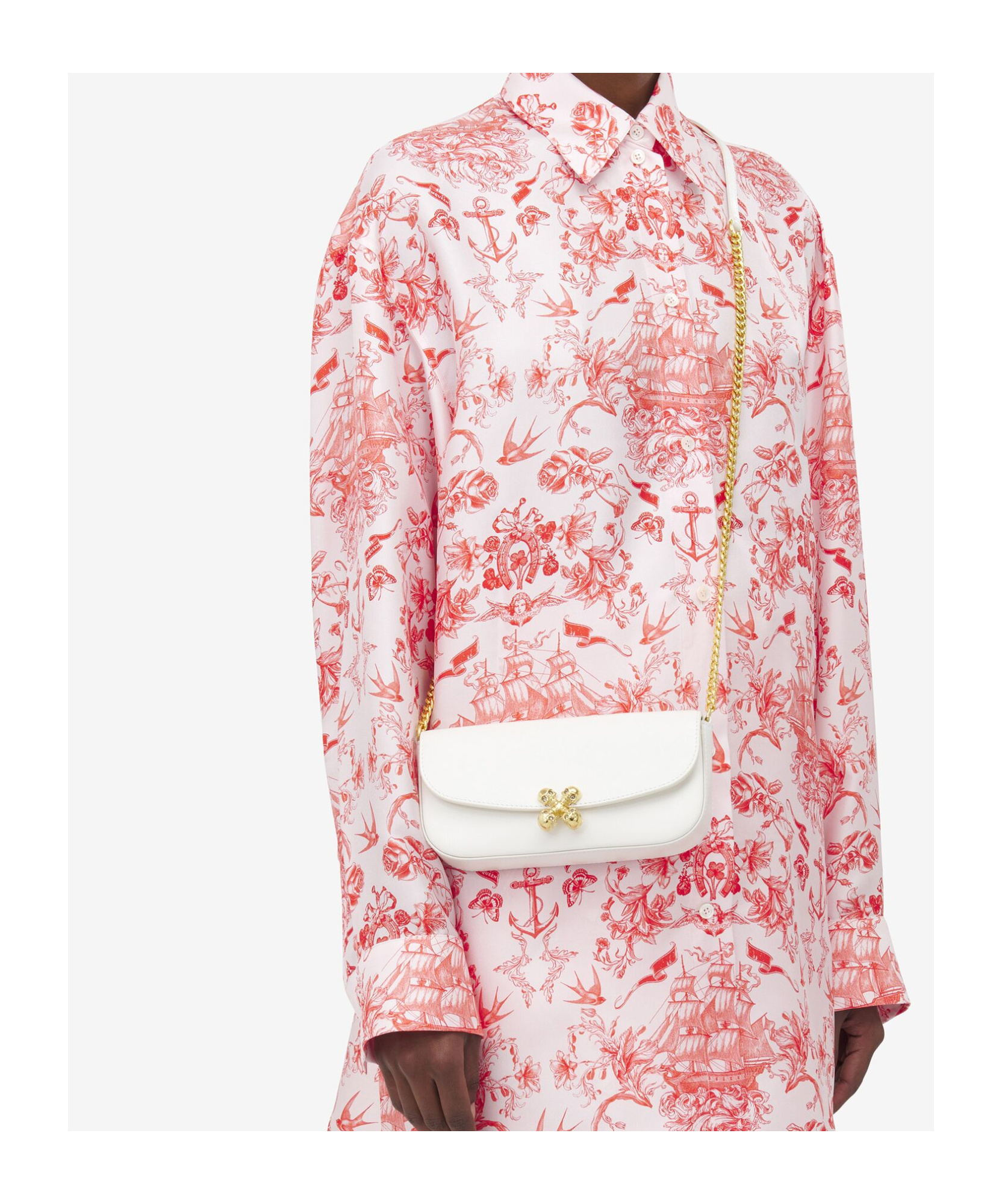 Alexander Mcqueen Small Skull Flower Cross-body Bag In White