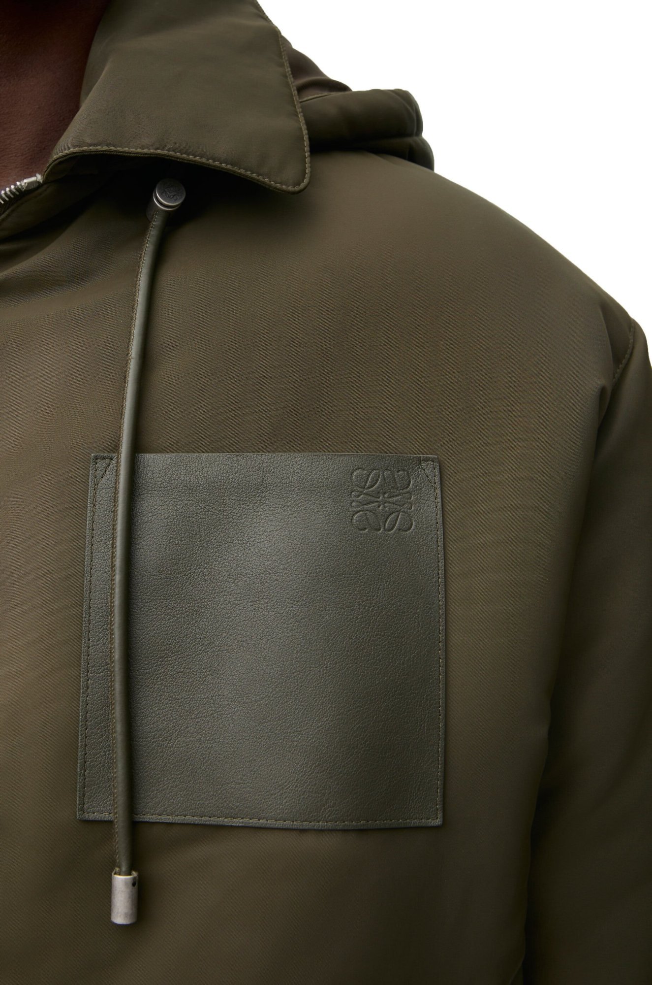 Loewe Nylon Hooded Jacket In Green