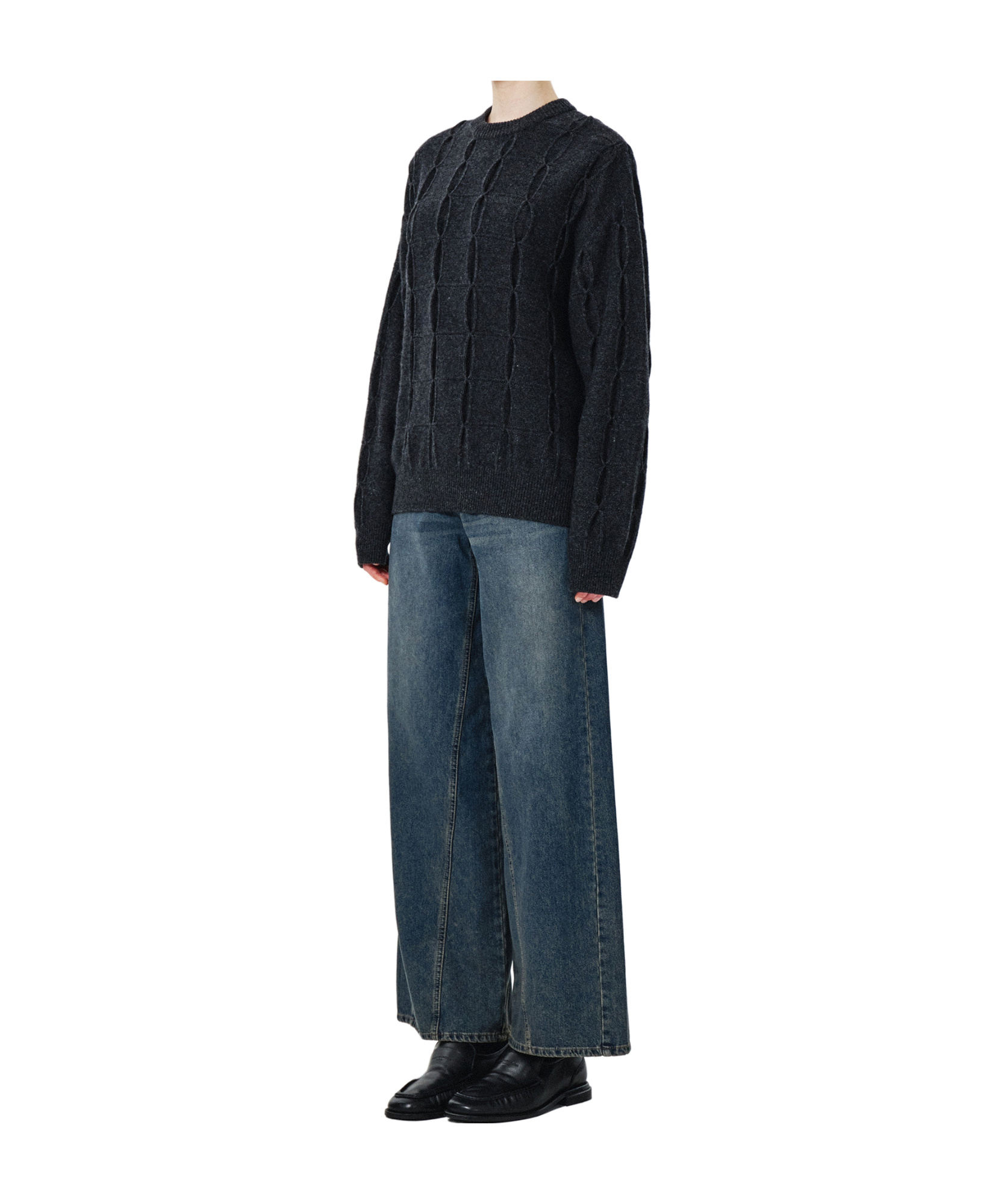 Shop Wooyoungmi Knitting Detail Sweater In Black