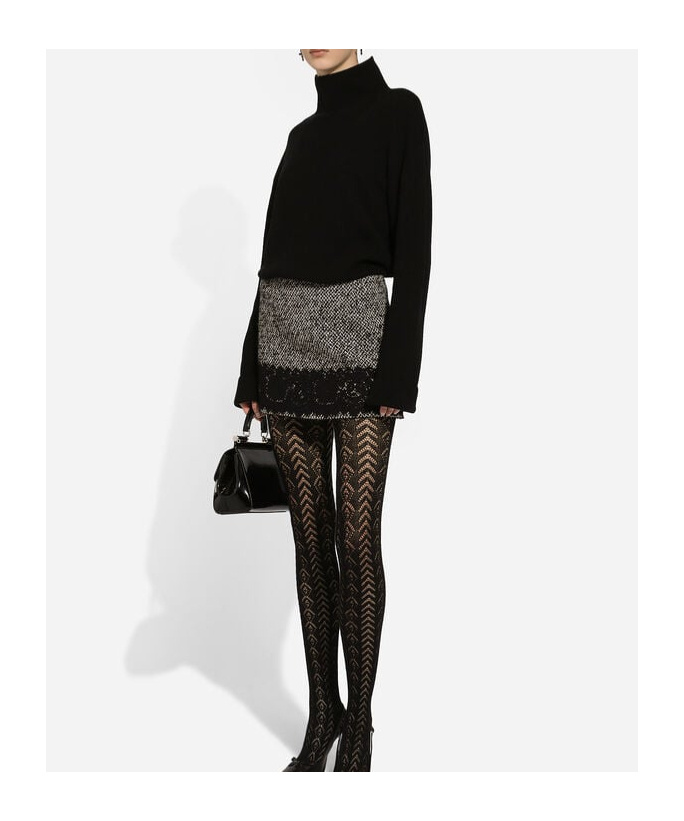 Dolce & Gabbana Short Skirt With Lace Insert In Black