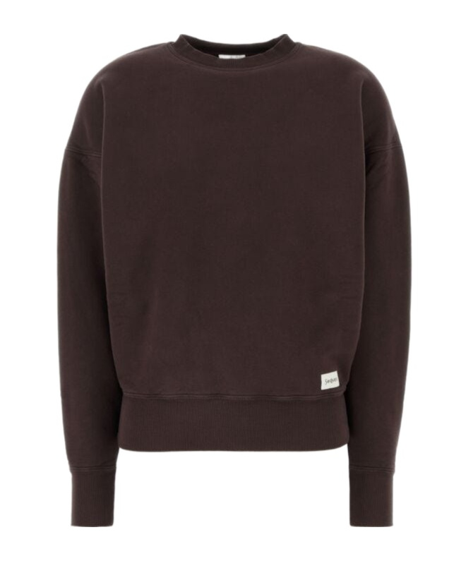 Saint Laurent Chocolate Cotton Oversize Sweatshirt In Chocolate-colored