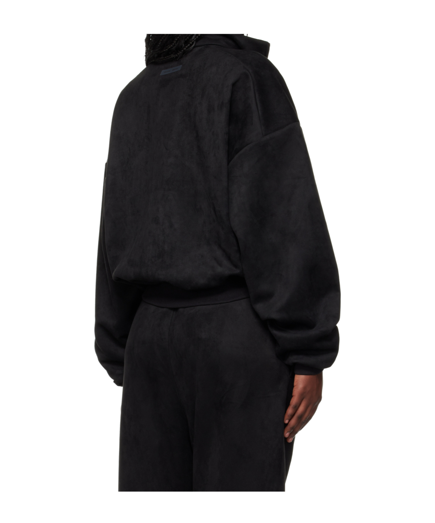 Essentials Black Holiday Faux-suede Fleece Vintage Track Jacket In Black