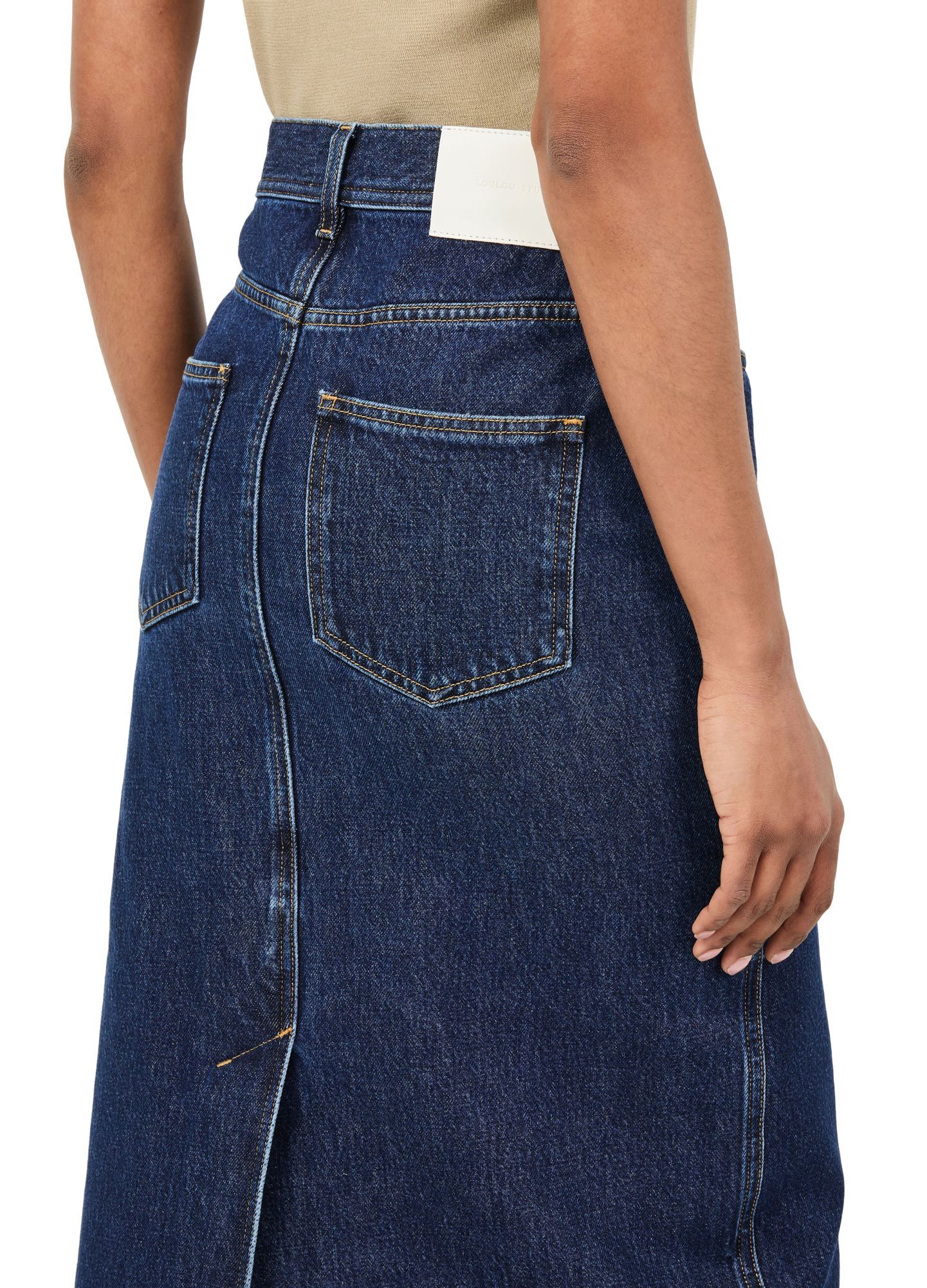 Loulou Studio Long Denim Skirt In Blue