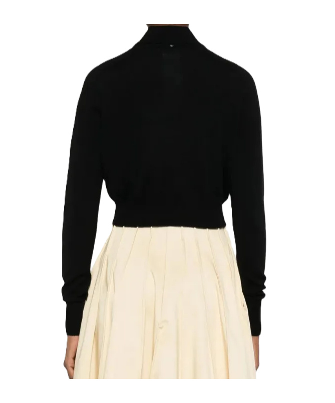 Sportmax Virgin Wool Cardigan With Classic Collar And Retro Charm In Black