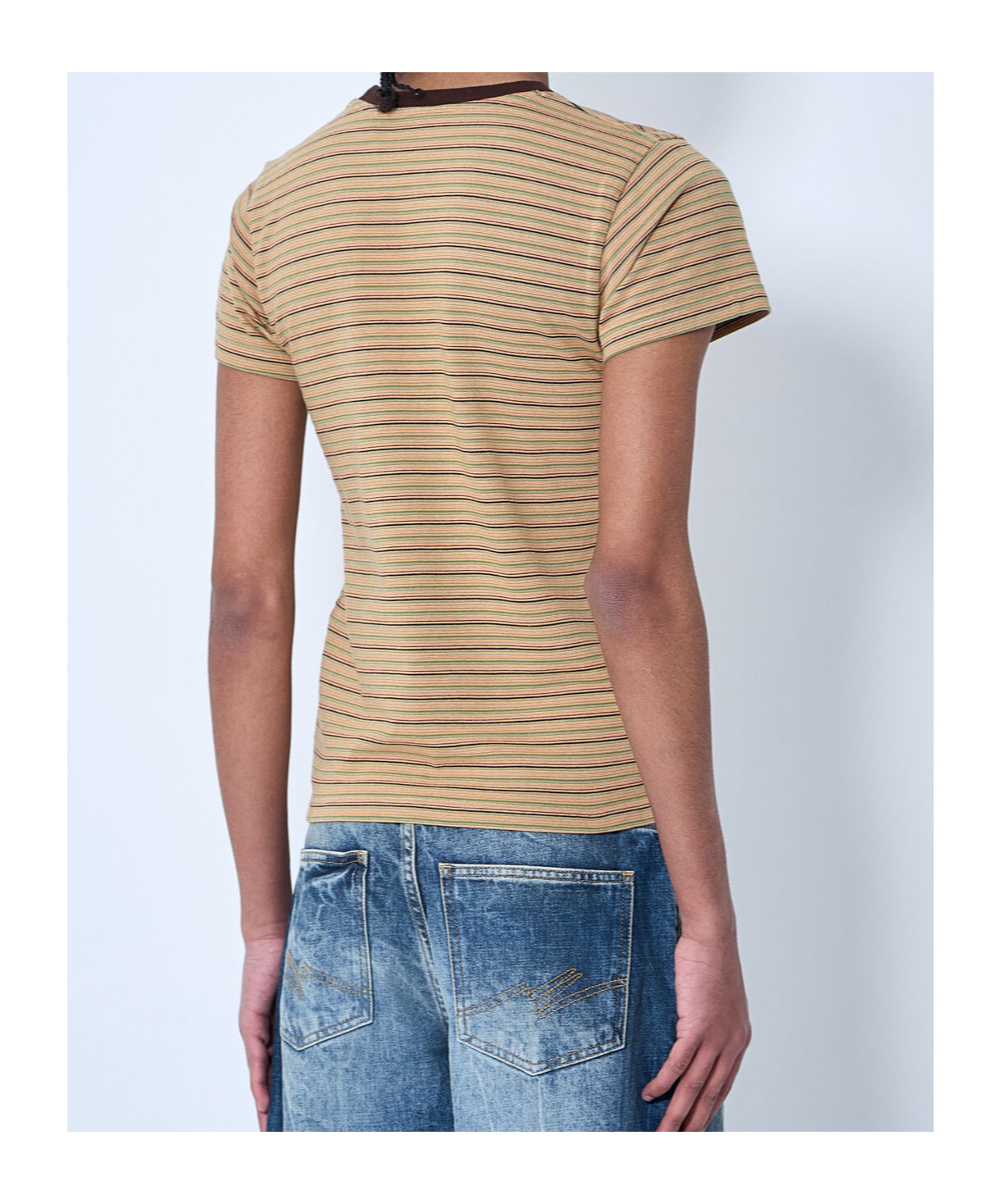 Shop Martine Rose Logo Motif Shrunken T-shirt In Brown