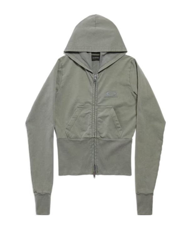 Balenciaga Women's Loop Sports Icon High Rib Zip-up Hoodie In Grey In Gray
