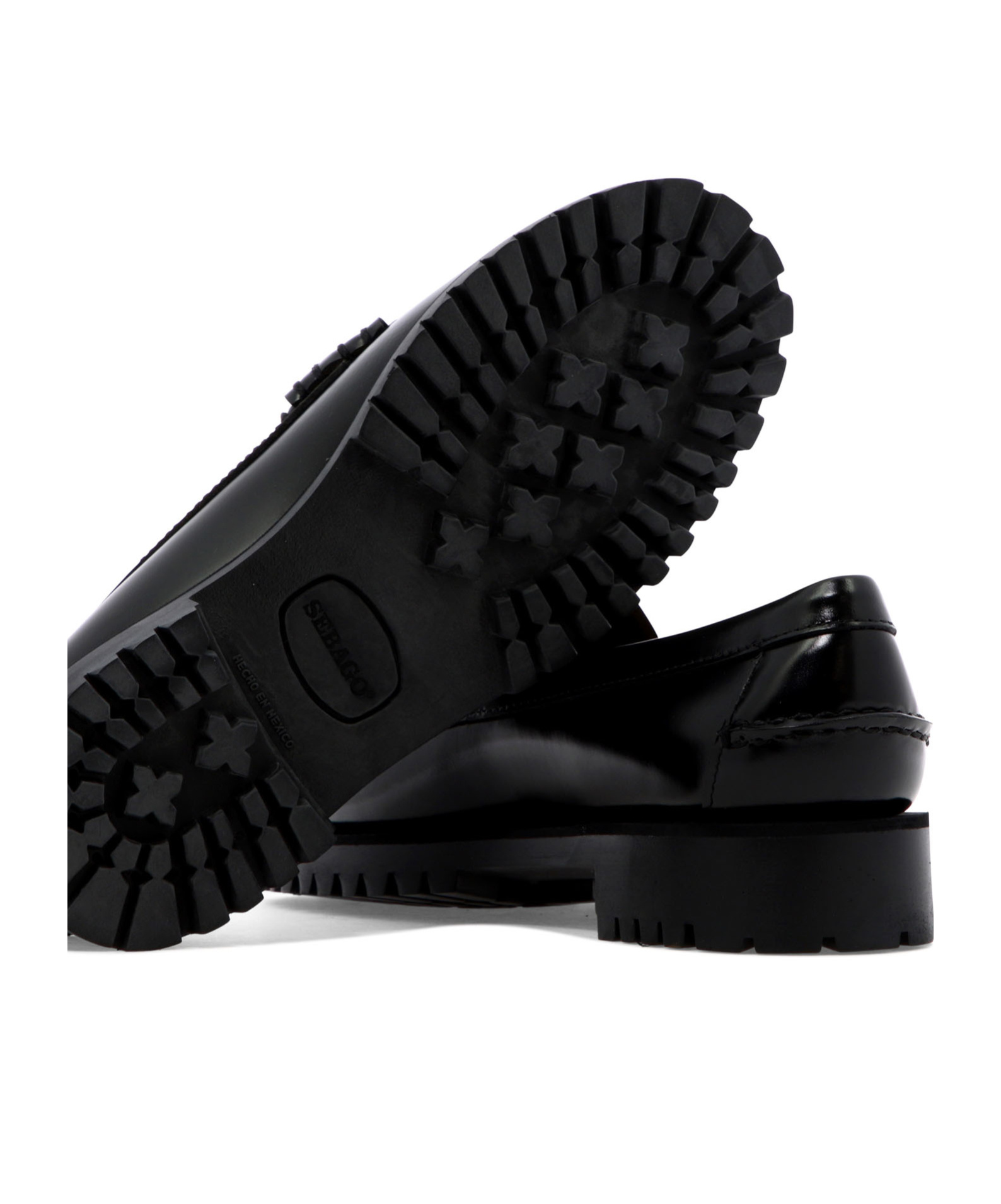 Sebago Black Slip-on Loafers With Lug Sole In Black