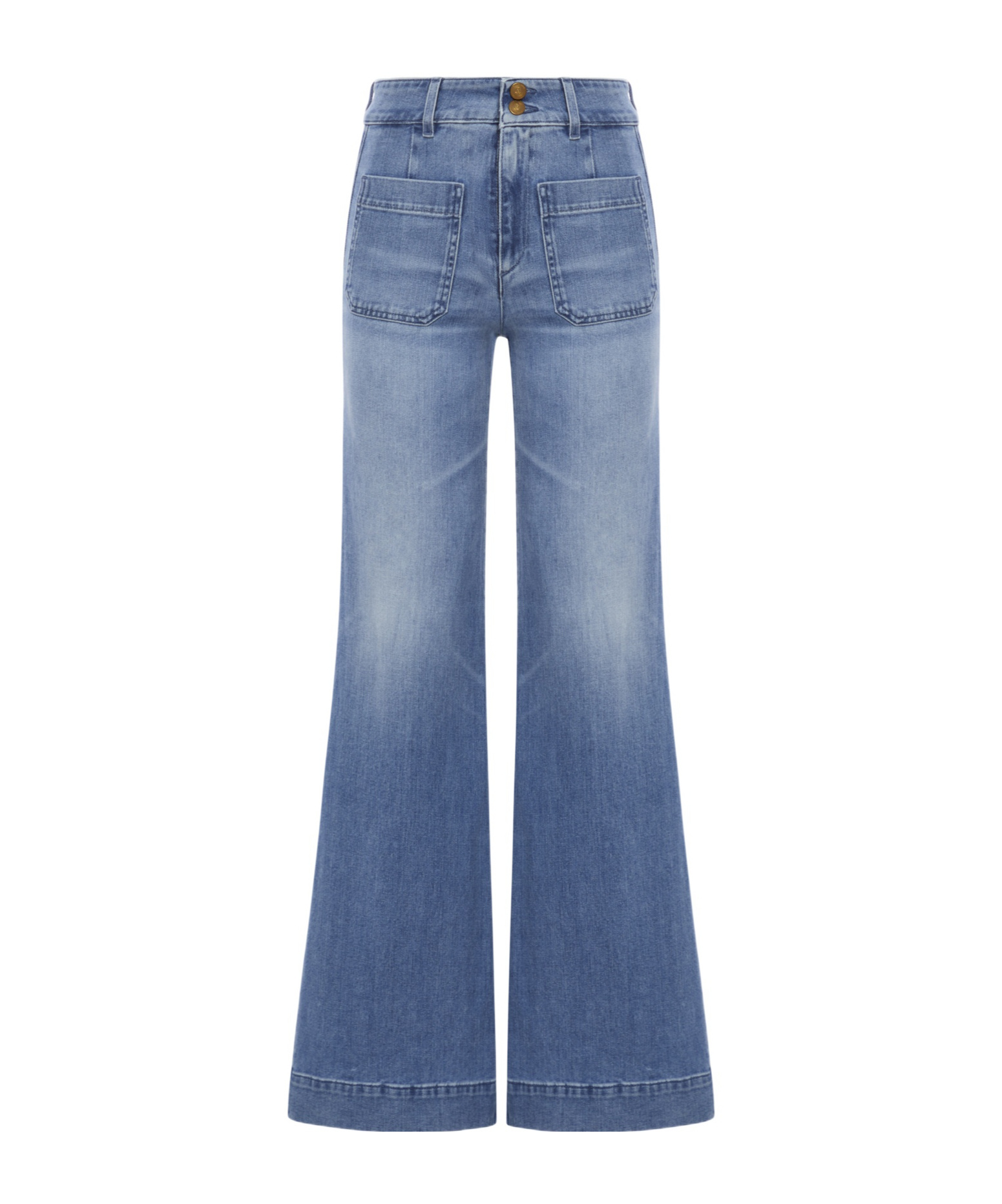 The Seafarer Jane Blue Trousers With Front Pockets And Washed Effect In Cotton Woman In Blue