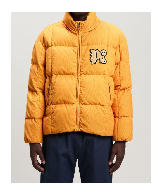 Palm Angels Corduroy Down Jacket Monogram In Yellow