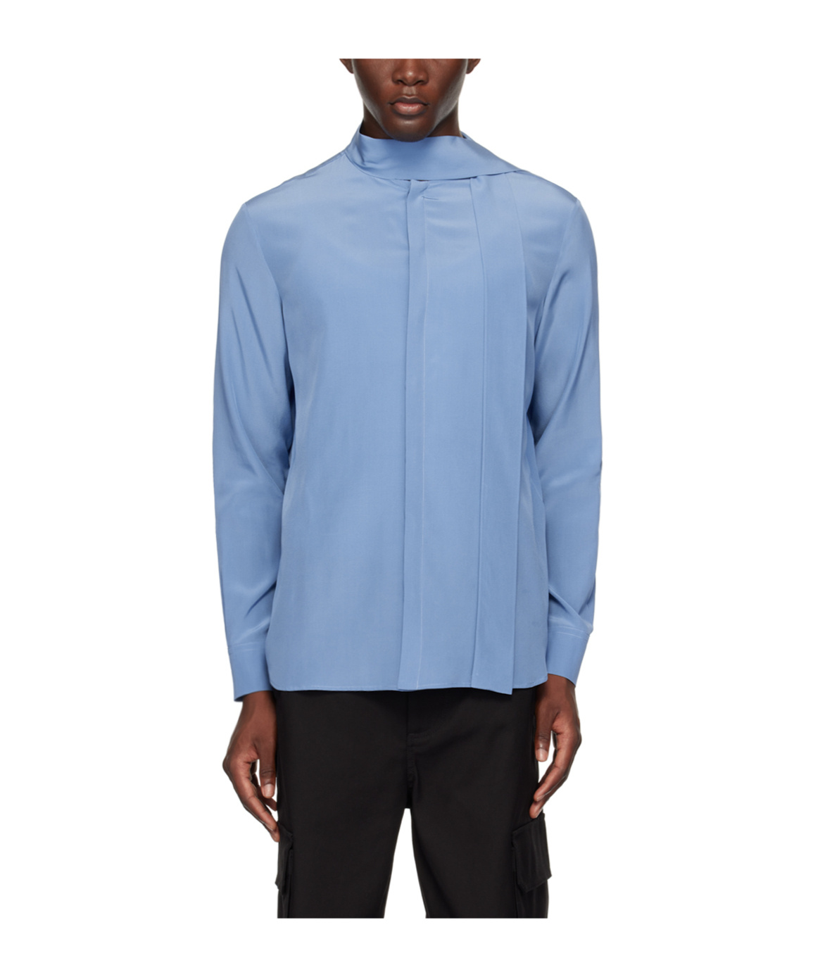 Valentino Scarf Collar Shirt In Blue