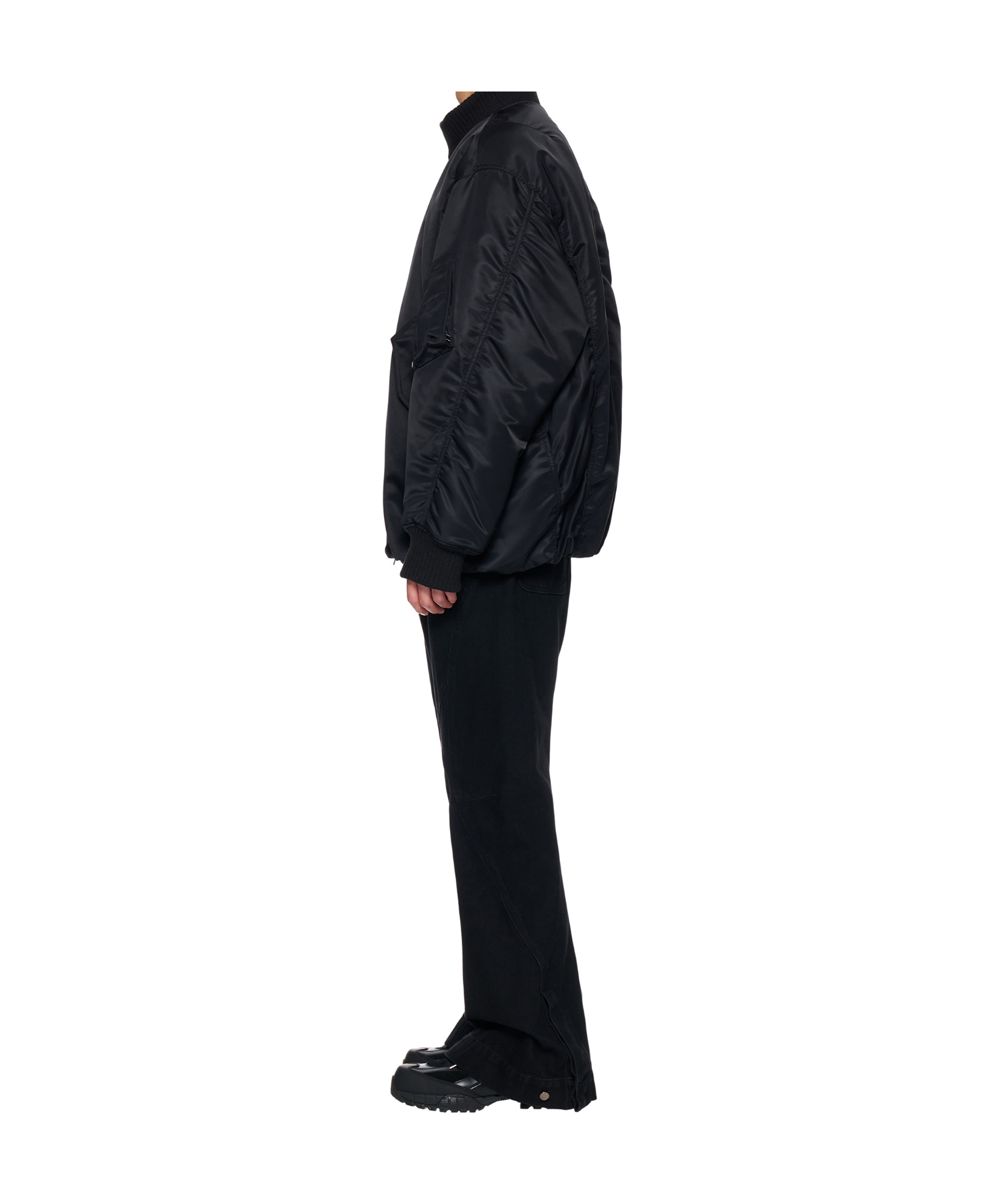 Wooyoungmi Black Over Fit Ma-1 Bomber Jacket In Black