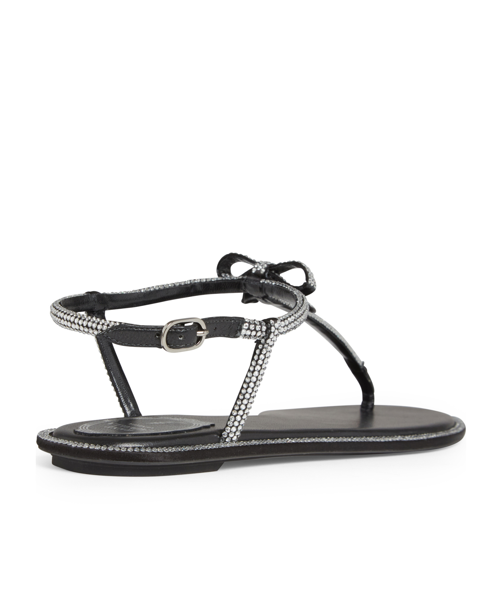 René Caovilla Satin Leather Sandals Bow Detail In R001v065