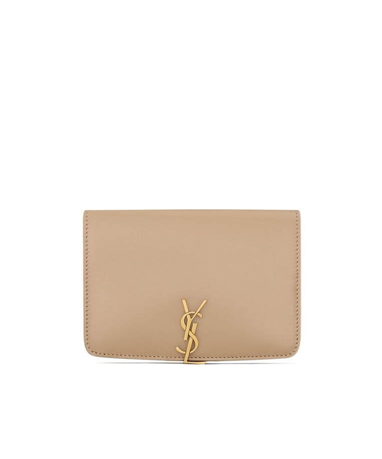 Saint Laurent Voltaire Box Passport Holder In Nude