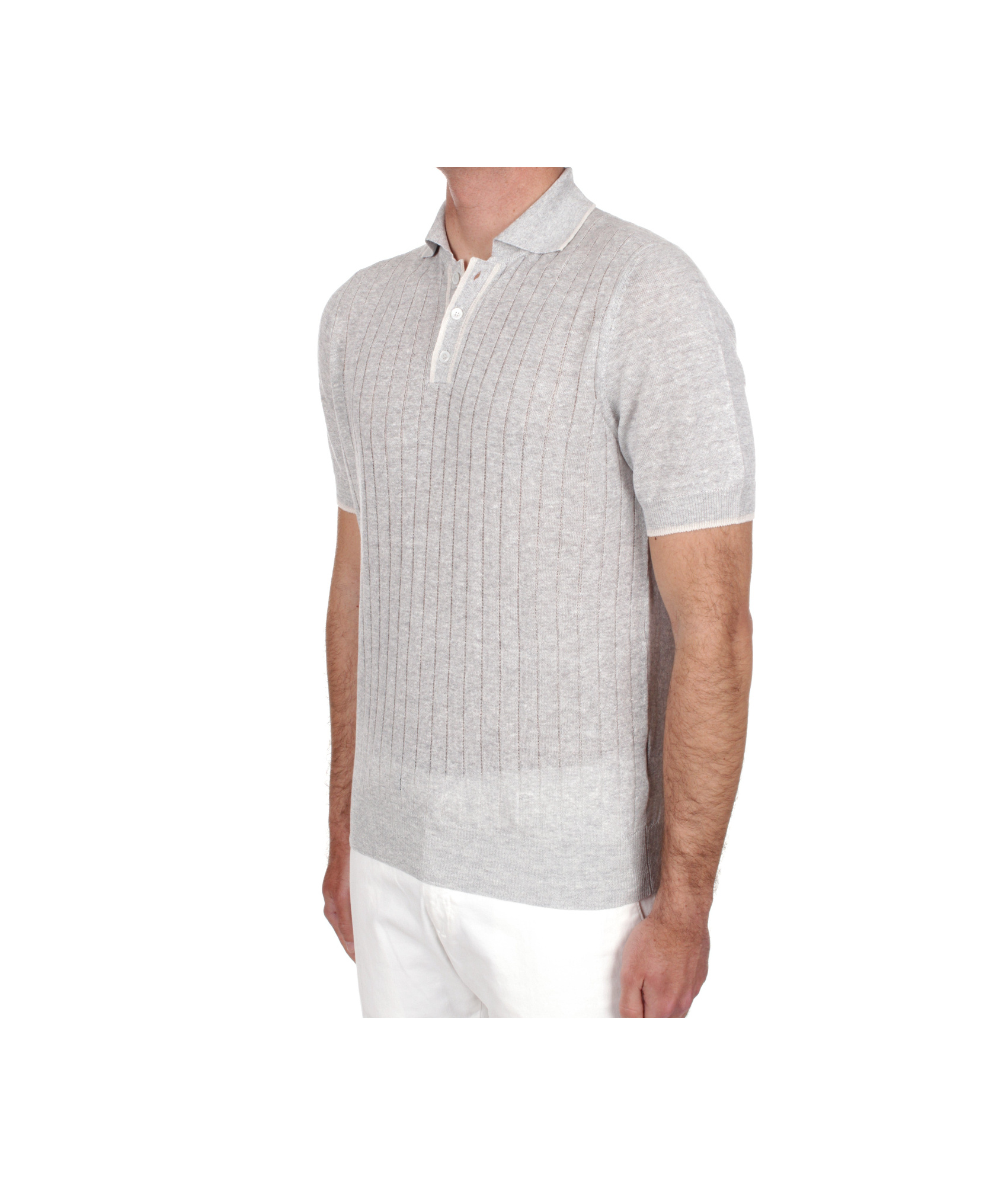 Fedeli Short-sleeved Polo Shirt In Gray