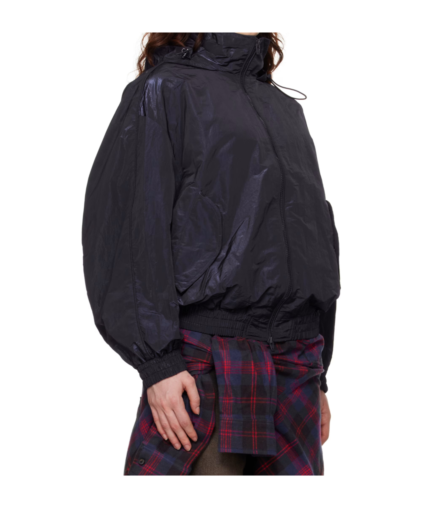 Juunj Navy Crinkled Trainer Jacket In Black