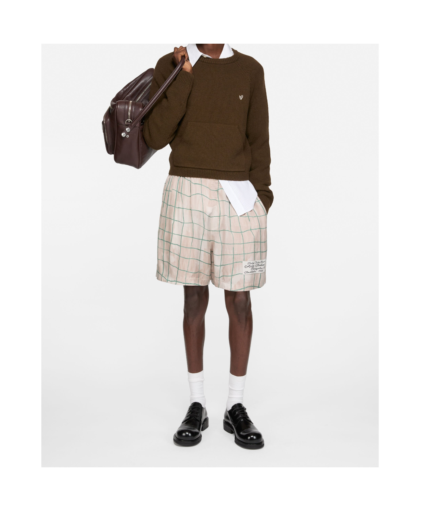 Acne Studios Check-pattern Shorts In Neutral