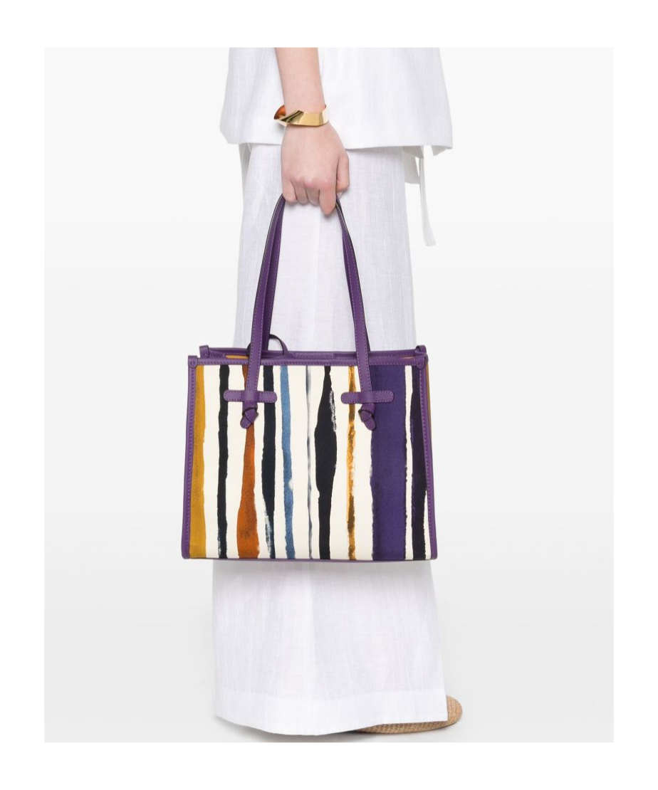 Gianni Chiarini Vibrant Striped Tote With Matching Pouch In Multicolor