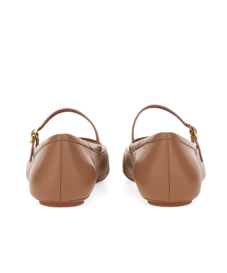 Gianvito Rossi Carla Nappa Leather Ballet Flats In Brown