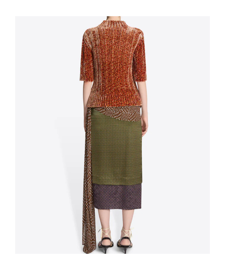 Dries Van Noten Draped Silk-satin Midi Skirt In Multi